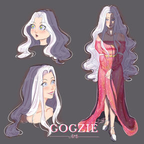 Lucina of the dragon bride. Fanart, expression sheet with full-body, while turning character into chibi