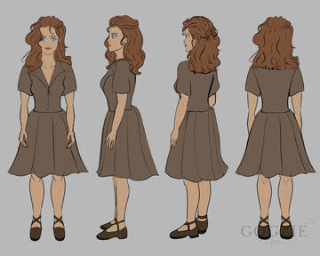 Analise, character turnaround. Original character, 4 angles.