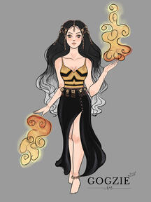 Aurelia, original character design. Full-body concept with outfit details.
