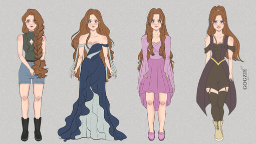 Serina, original character with various clothes designs.
